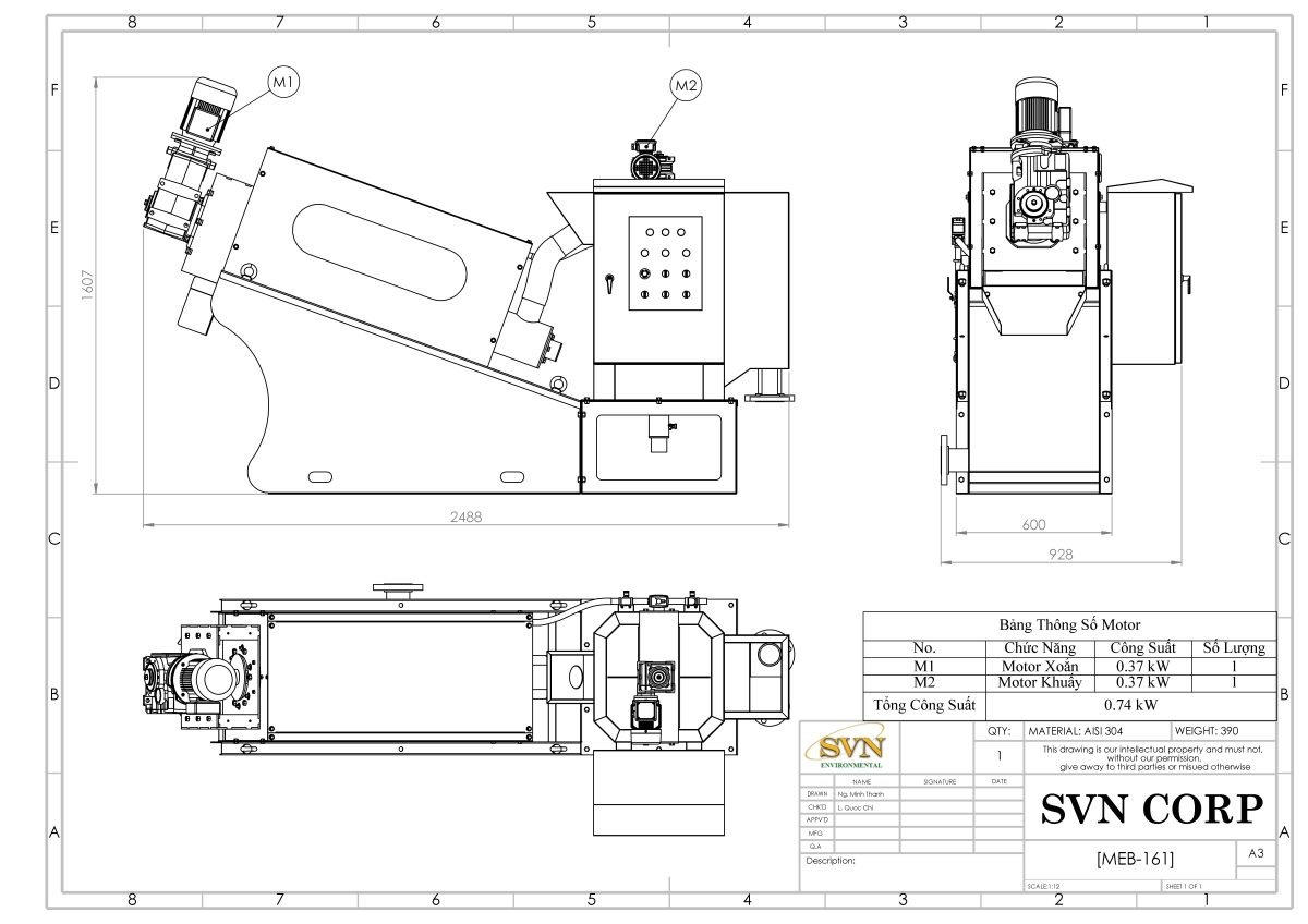 Máy ép bùn trục vít model MEB-161