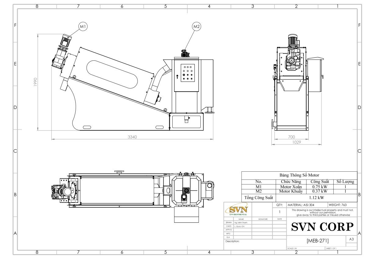Máy ép bùn trục vít MEB-271-SS