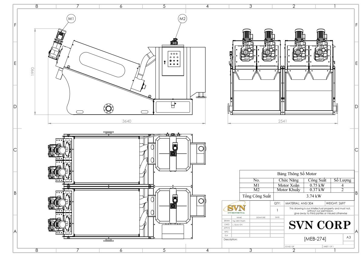 Máy ép bùn trục vít MEB-274-SS
