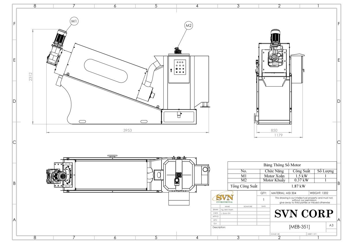 Máy ép bùn trục vít MEB-351-SS