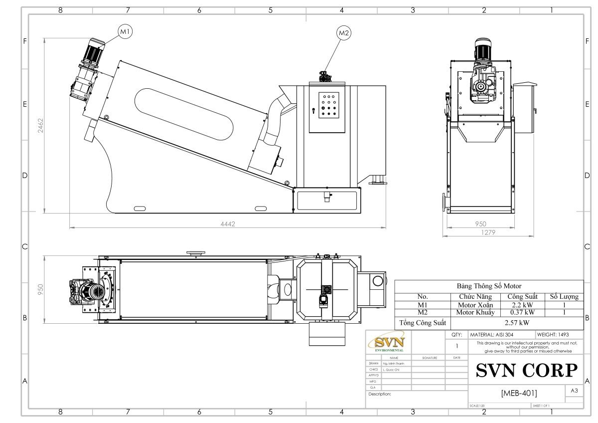 Máy ép bùn trục vít MEB-401-SS