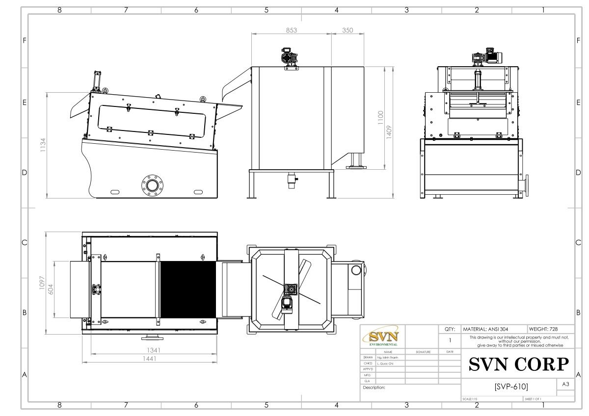 máy tách chất thải hữu cơ ướt cánh sóng